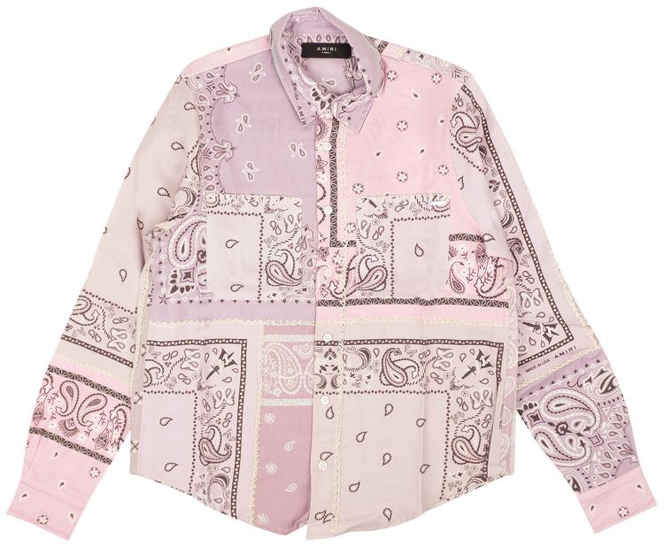 Amiri Bandana Reconstructed Flannel Shirt Lavender