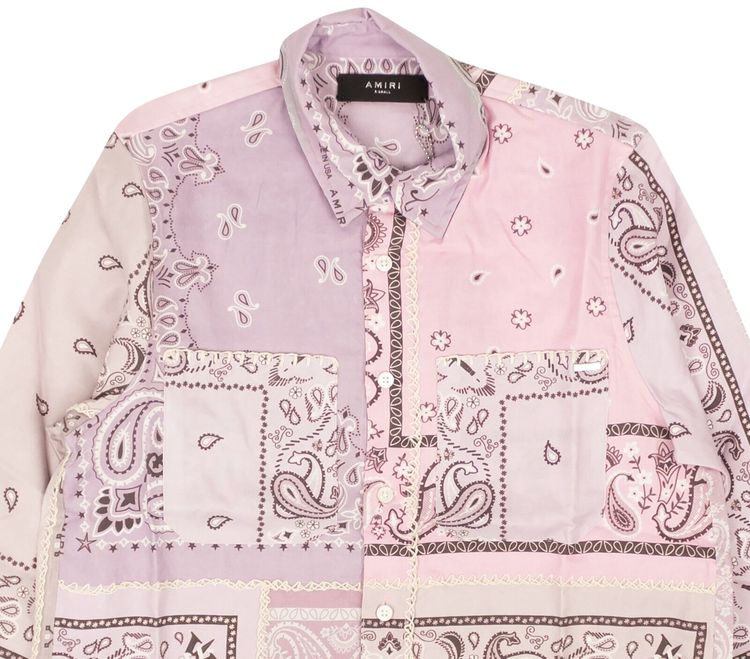 Amiri Bandana Reconstructed Flannel Shirt Lavender
