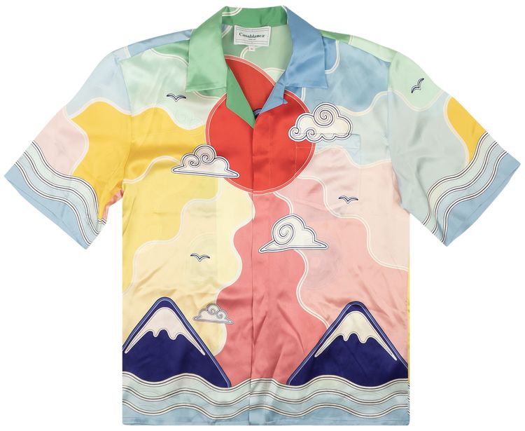 Casablanca Cuban Collar Short Sleeve Shirt Soleil Levant