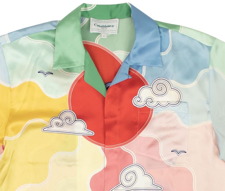 Casablanca Cuban Collar Short Sleeve Shirt Soleil Levant