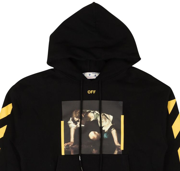 Off White Caravaggio Print Hoodie BlackYellow