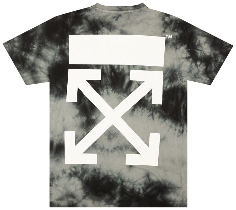 Off White Arrow Tie Dye Slim Short Sleeve Tee GreyWhite