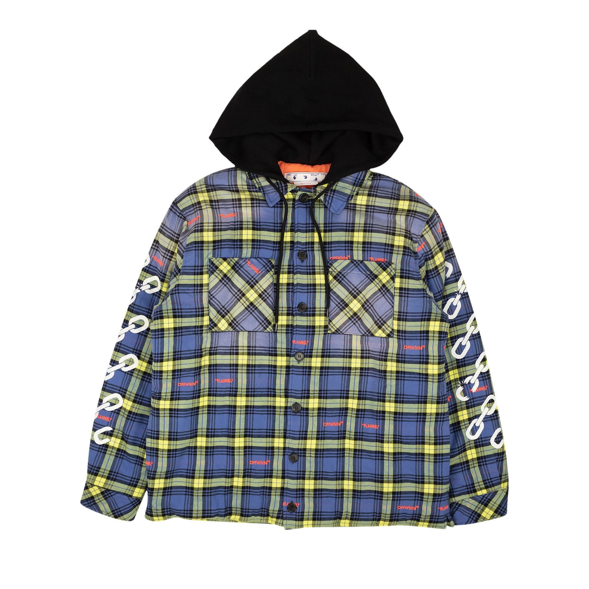 Off white flannel hoodie hotsell