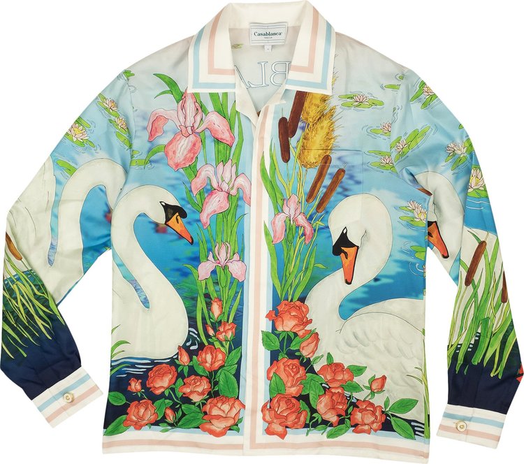 Casablanca Silk Tranquille Cuban Collar Shirt 'Le Lac Tranquille'