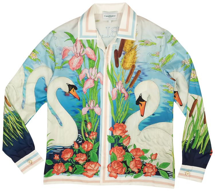 Casablanca Silk Tranquille Cuban Collar Shirt Le Lac Tranquille