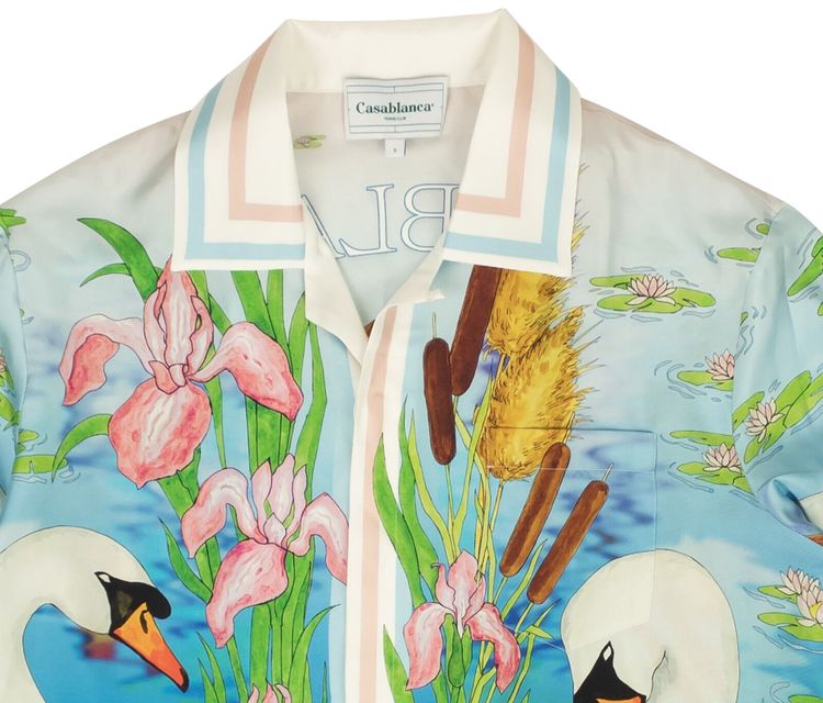 Casablanca Silk Tranquille Cuban Collar Shirt Le Lac Tranquille