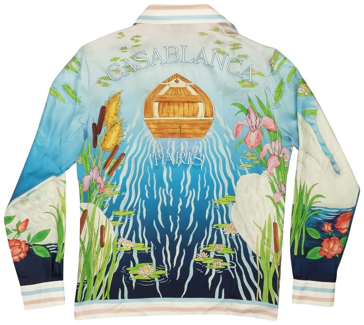 Casablanca Silk Tranquille Cuban Collar Shirt Le Lac Tranquille
