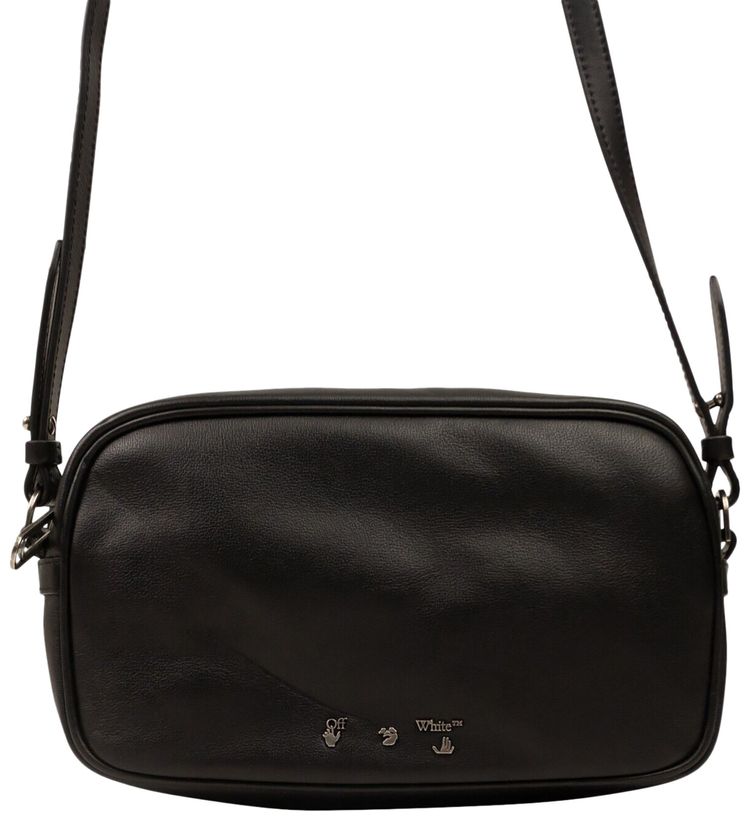Off White Leather Shoulder Bag Black