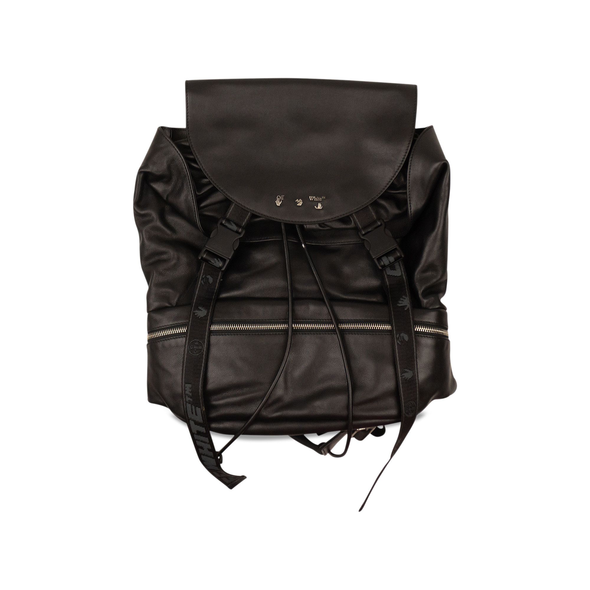 Off White Leather Logo Backpack Black
