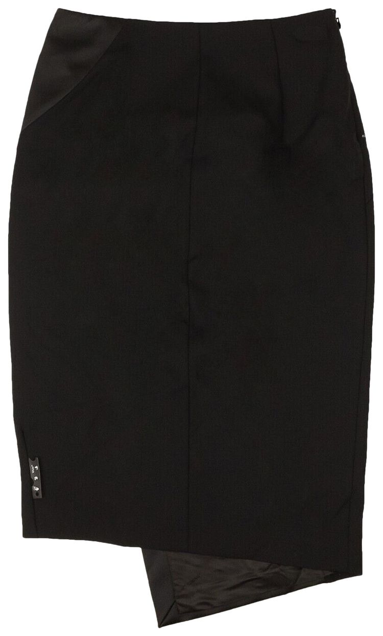 Off White Satin Spiral Split Skirt Black
