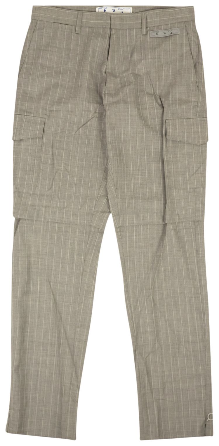 Off White Striped Cargo Slim Pants Grey