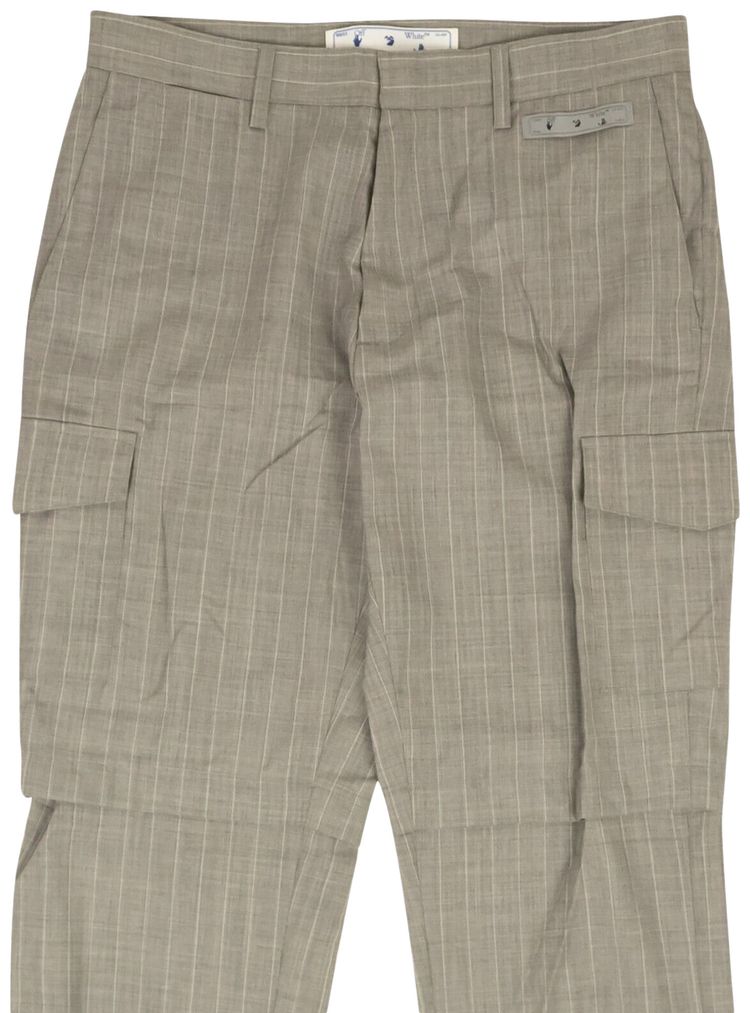 Off White Striped Cargo Slim Pants Grey