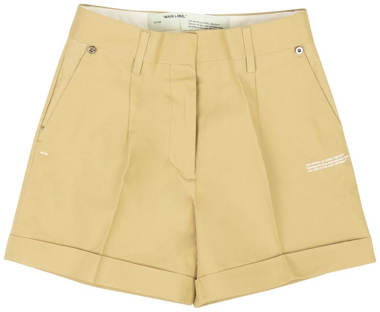 Off White High Waisted Shorts Tan