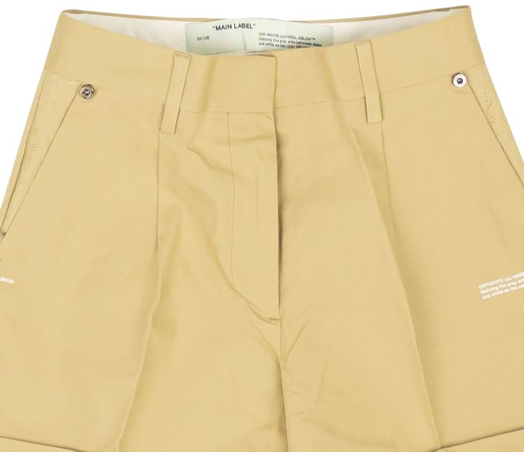 Off White High Waisted Shorts Tan