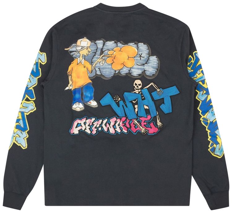 Off White Graffiti Skate T shirt Blue