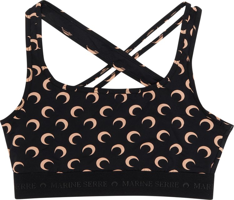 Marine Serre All Over Moon Brassiere 'All Over Moon Tan On Black'