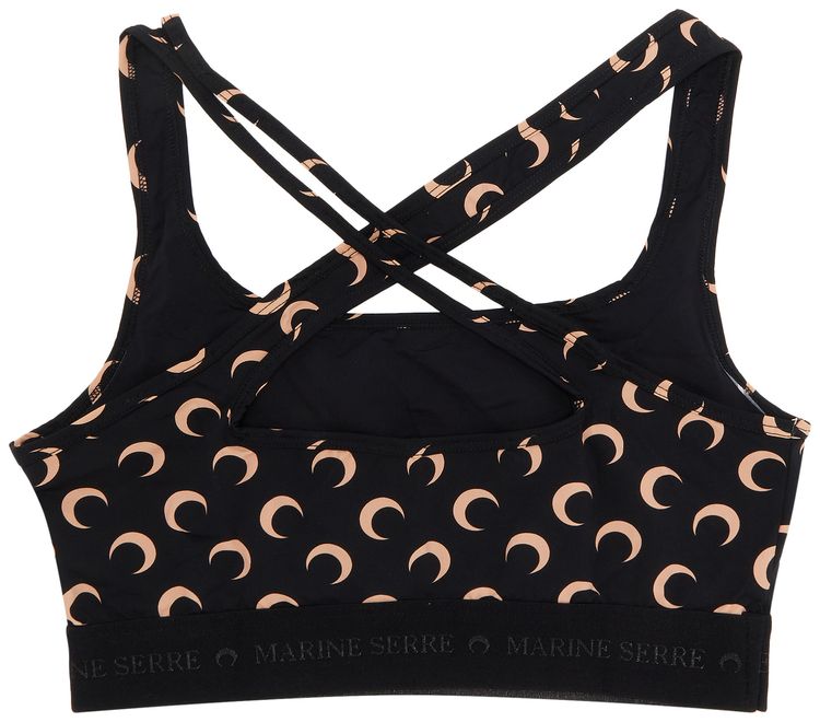 Marine Serre All Over Moon Brassiere All Over Moon Tan On Black