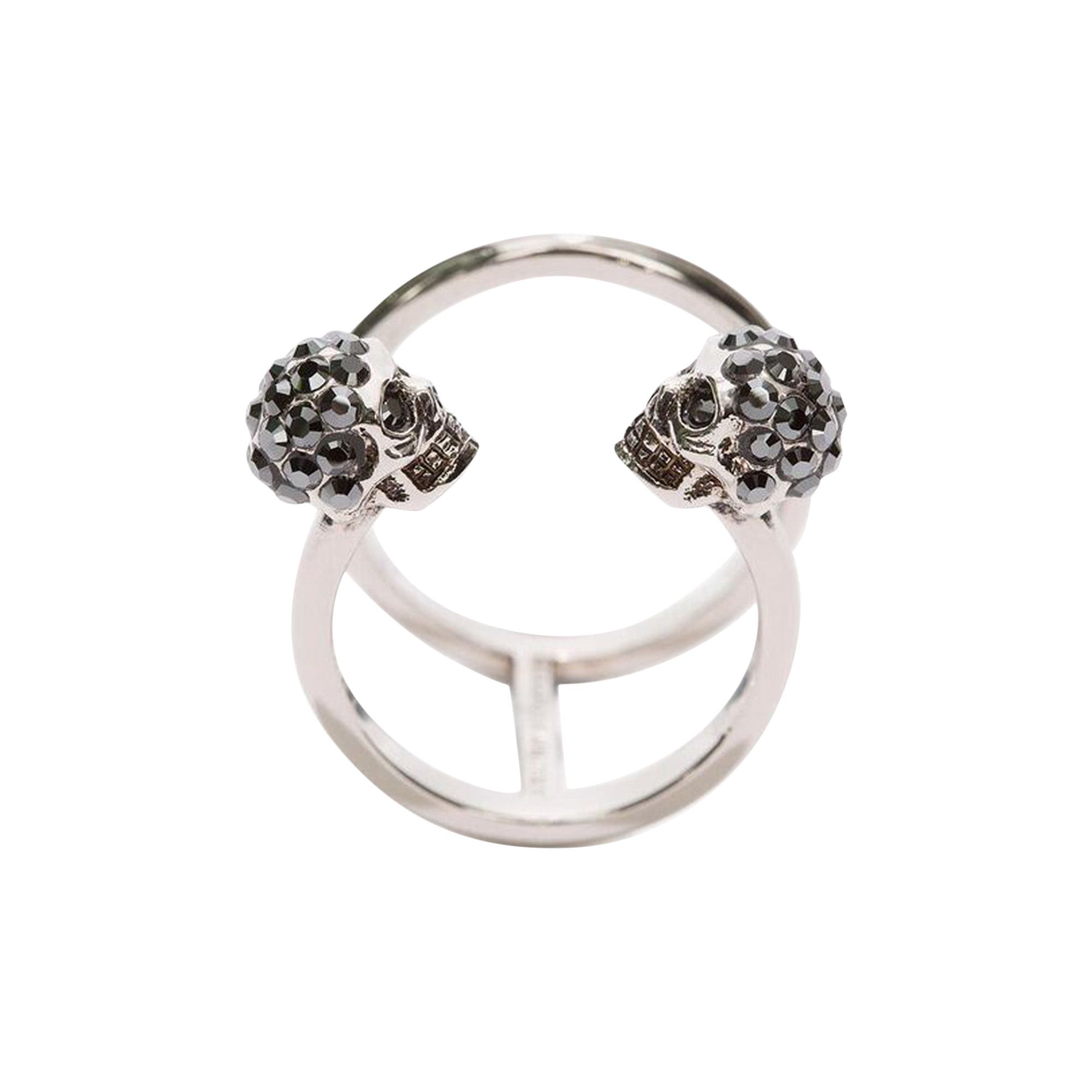 ALEXANDER MCQUEEN ツインスカルリンク 553656J160Y 1177 Buy Alexander McQueen Twin Skull Double Ring 'Silver