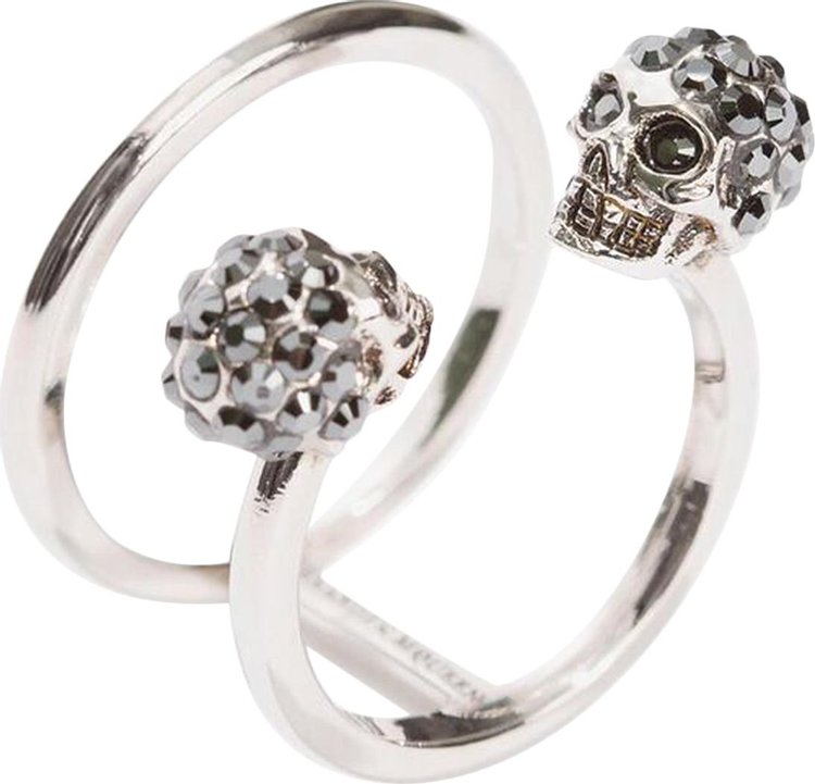 Alexander McQueen Twin Skull Double Ring Silver