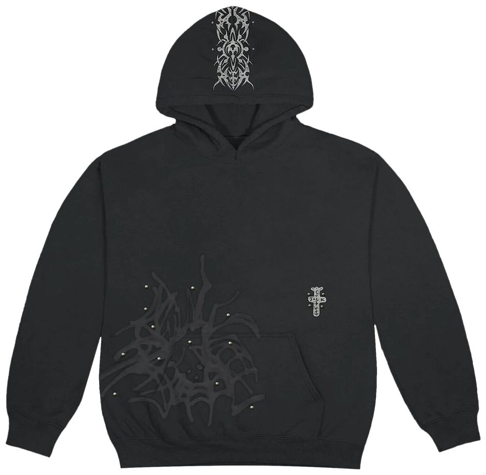 Buy Cactus Jack by Travis Scott Studded Hoodie 'Black' 1945