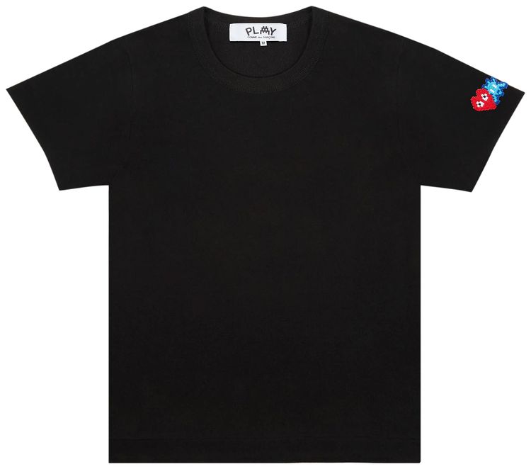 Comme des Garcons PLAY Double Heart T Shirt Black