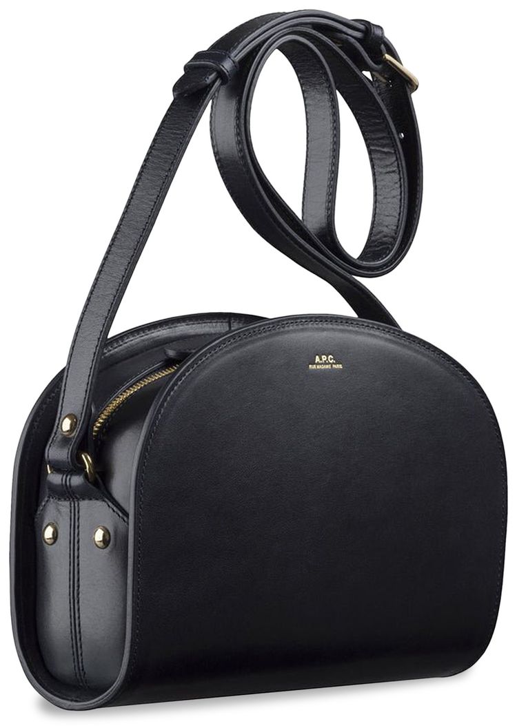 APC Demi Lune Leather Shoulder Bag Black