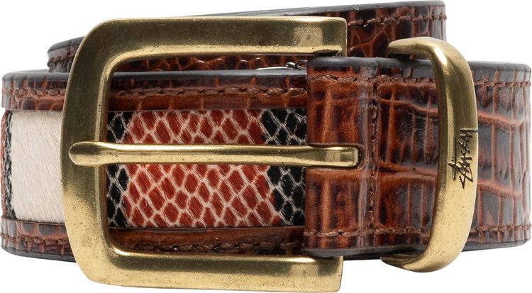 Stussy Leather Overlay Belt 'Cognac'