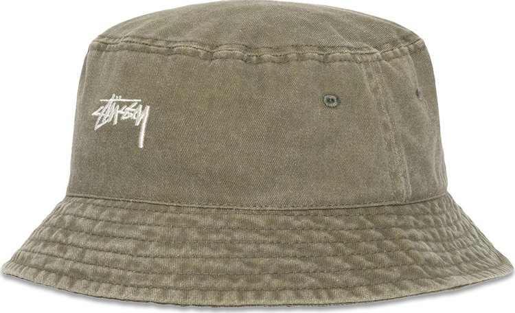 Stussy Washed Stock Bucket Hat Olive