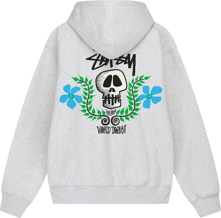 Stussy Skull Crest Zip Hoodie Ash Heather