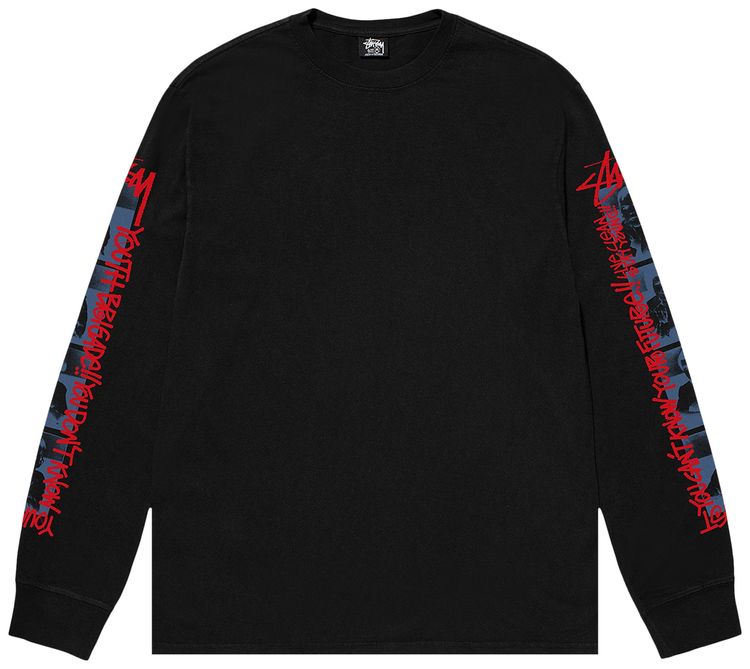Stussy Youth Brigade Pigment Dyed Long Sleeve Tee Black