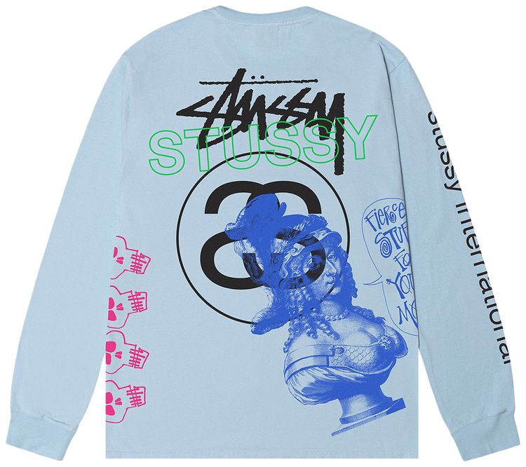 Stussy Test Strike Pigment Dyed Long Sleeve Tee Sky Blue