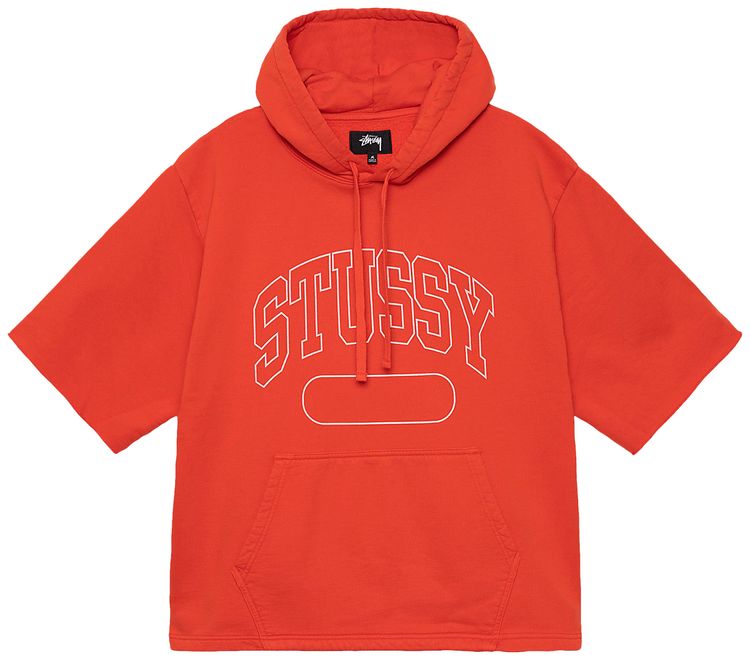 Stussy Short Sleeve Boxy Cropped Hoodie Deep Orange