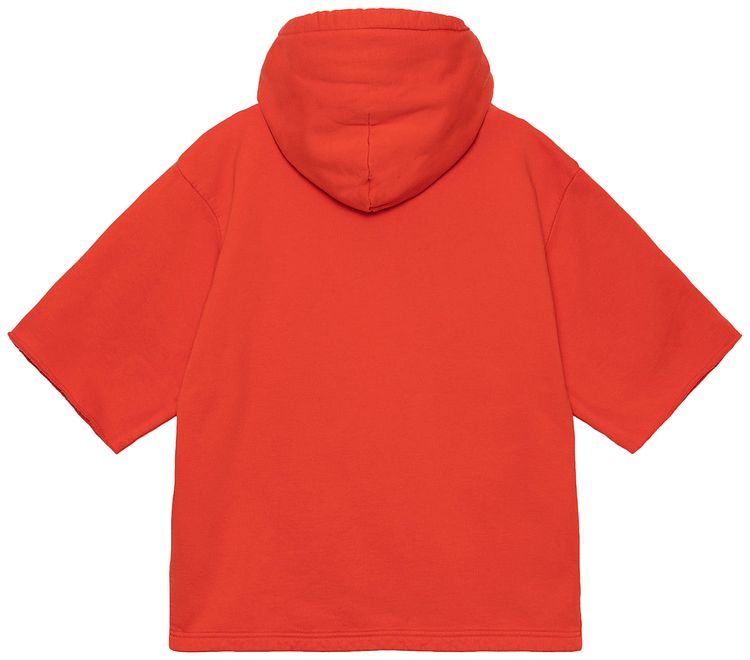 Stussy Short Sleeve Boxy Cropped Hoodie Deep Orange