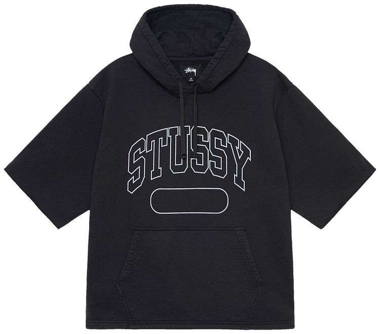 Stussy Short Sleeve Boxy Cropped Hoodie Black