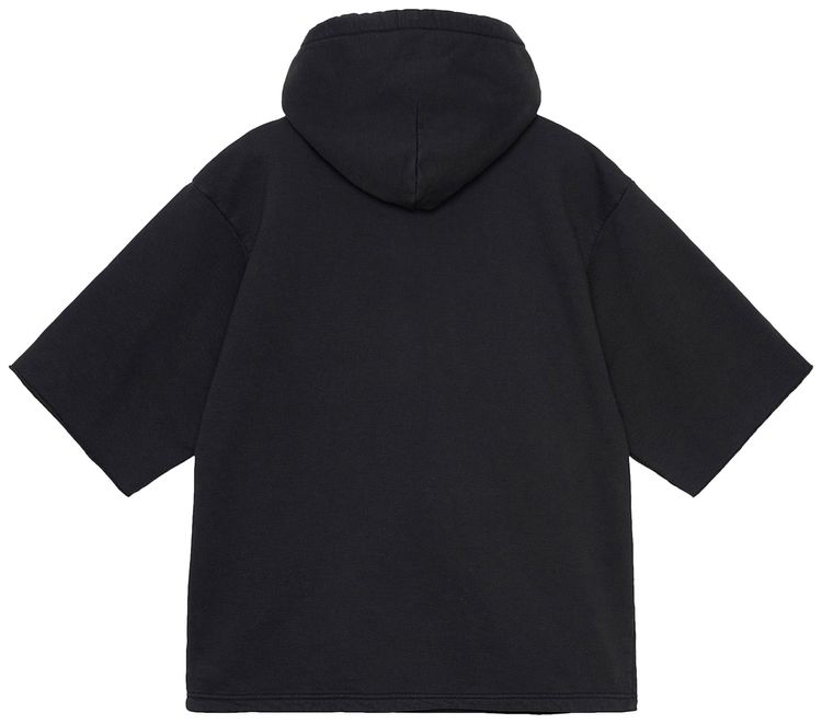 Stussy Short Sleeve Boxy Cropped Hoodie Black