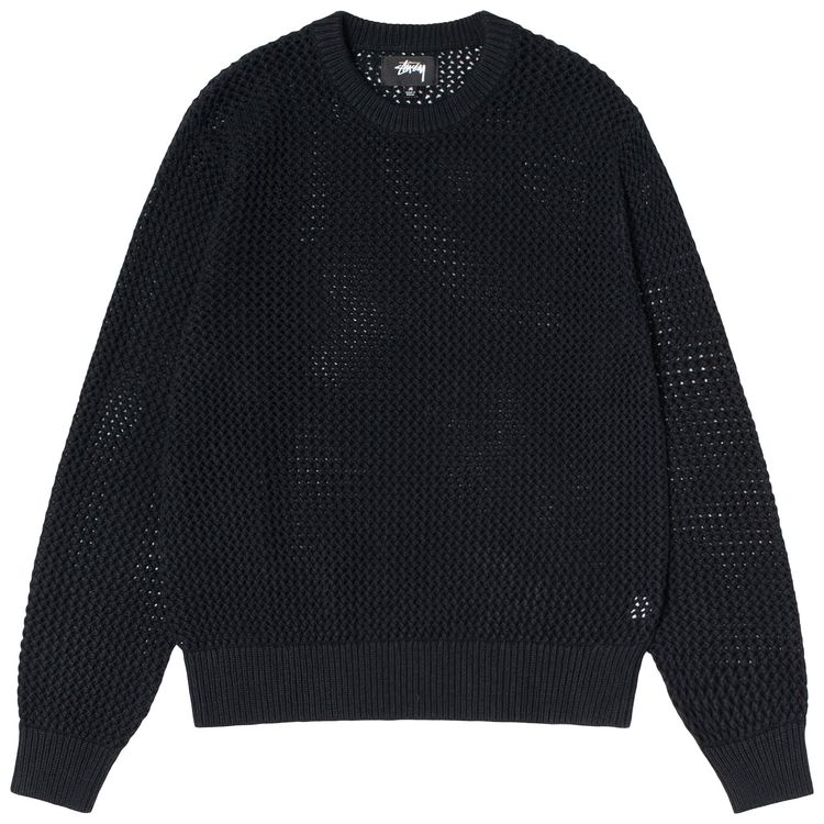 Stussy Pigment Dyed Loose Gauge Sweater Solid Black