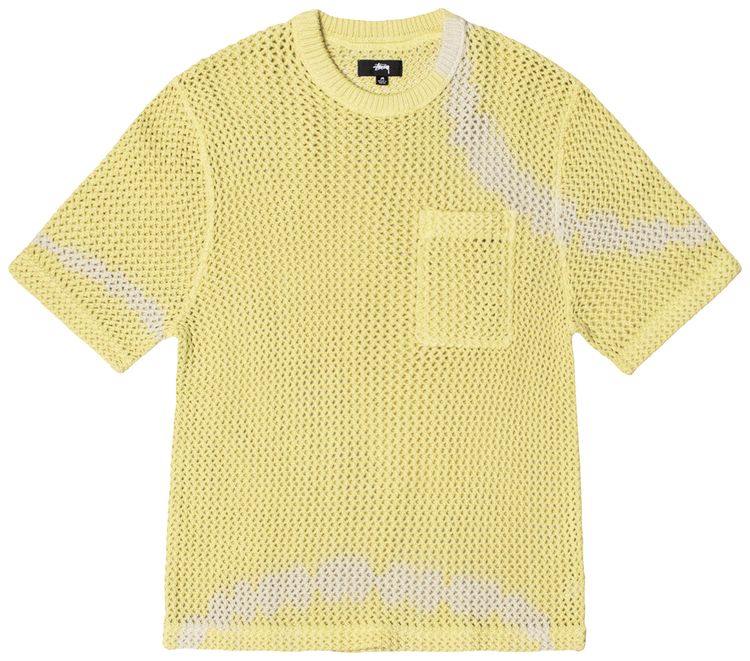 Stussy ODyed Heavyweight Mesh Crew Tie Dye Yellow