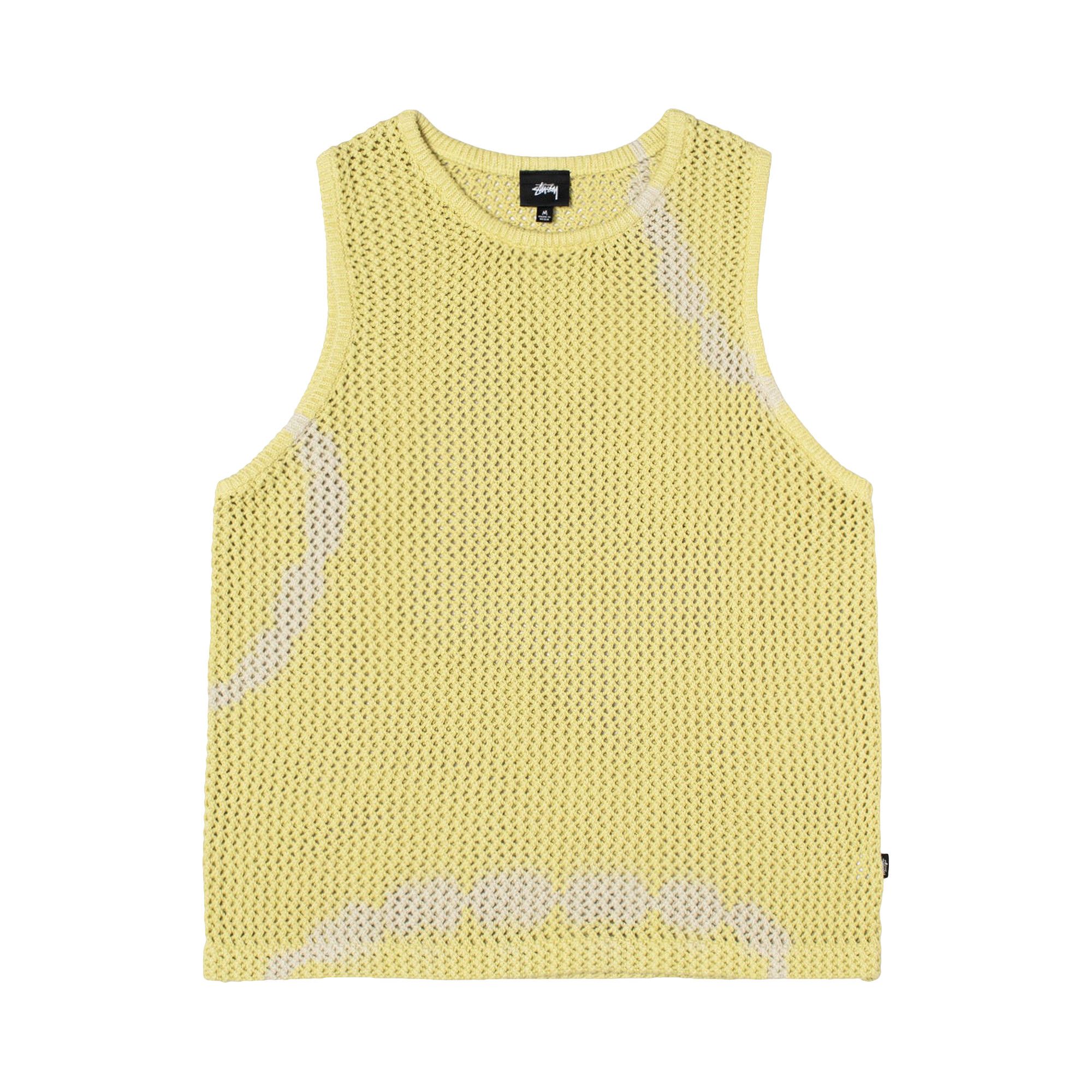 Buy Stussy O'Dyed Heavyweight Mesh Tank 'Tie Dye Yellow' - 117126