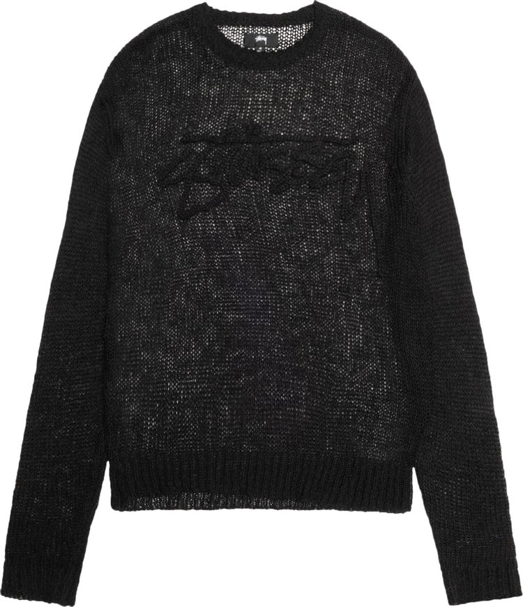 Stussy Loose Knit Logo Sweater 'Black'