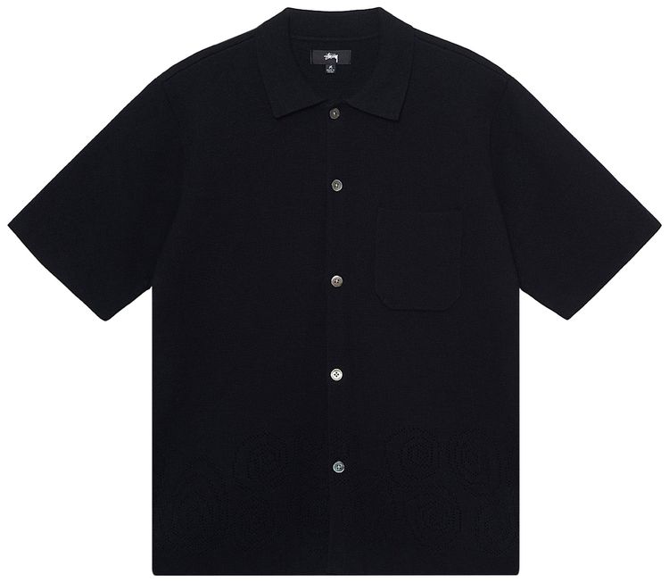 Stussy Perforated Swirl Knit Shirt Black