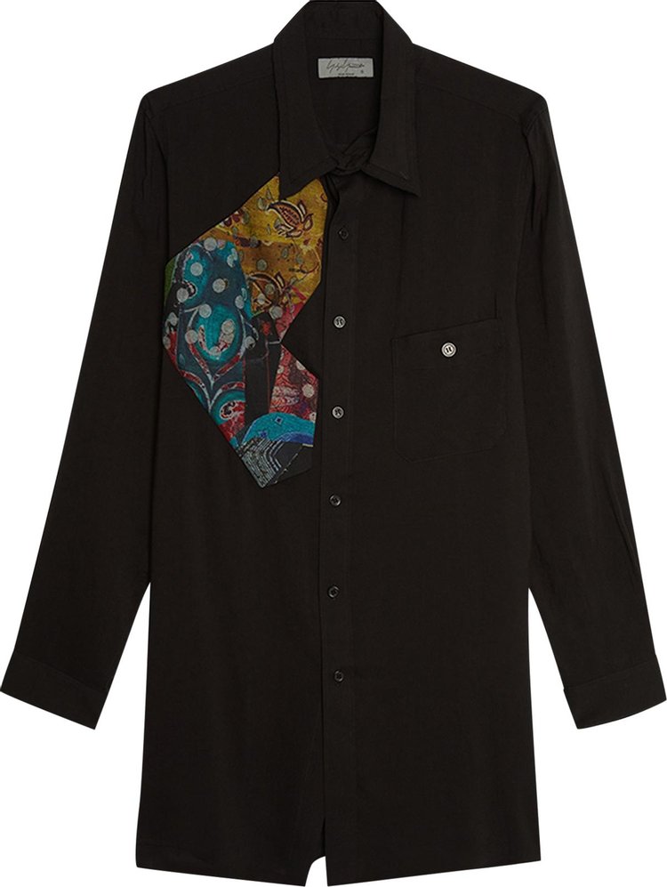 Yohji Yamamoto Pour Homme Cutting Line Collar With Patch Shirt 'Black'