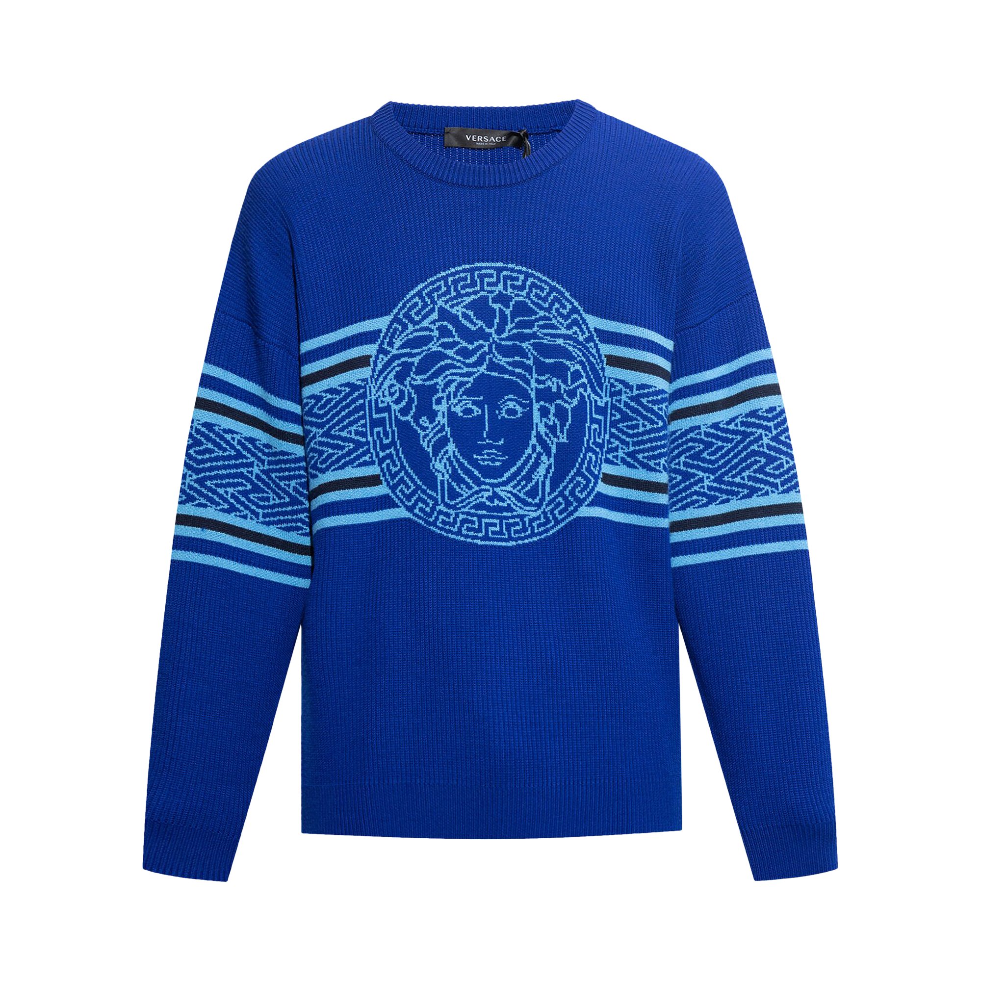 Buy Versace Medusa Graphic Knit Sweater 'Bright Blue' - 1007981 