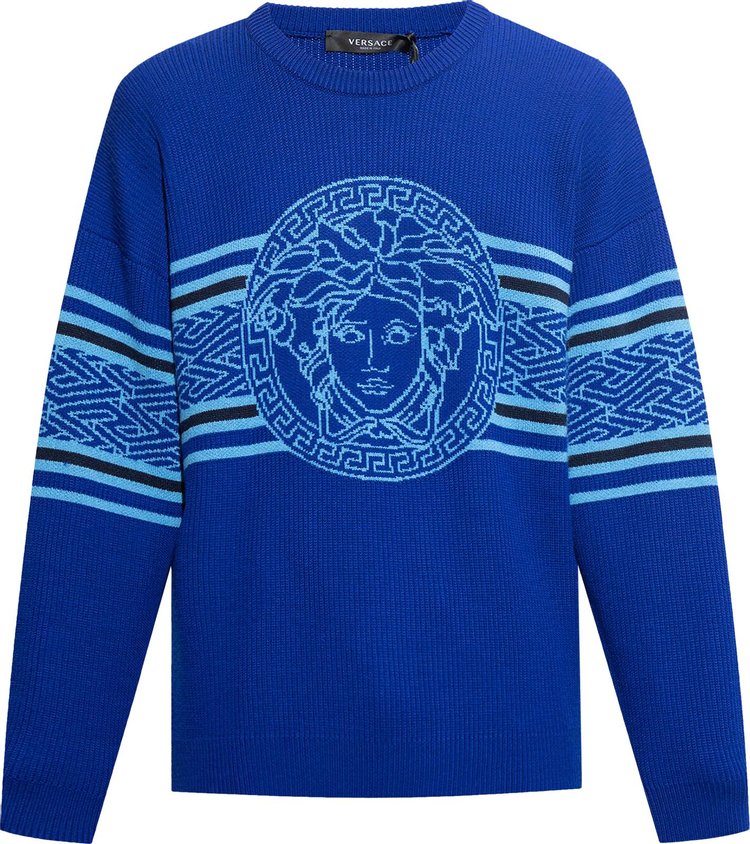 Buy Versace Medusa Graphic Knit Sweater 'Bright Blue' - 1007981