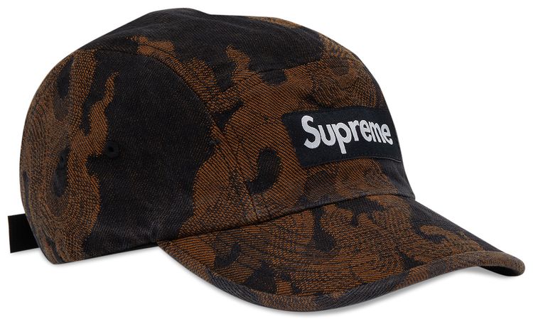 Supreme Flames Jacquard Denim Camp Cap Washed Black