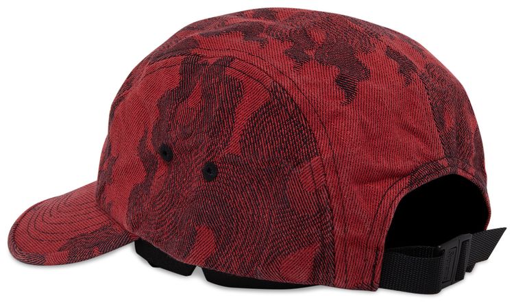 Supreme Flames Jacquard Denim Camp Cap Washed Red