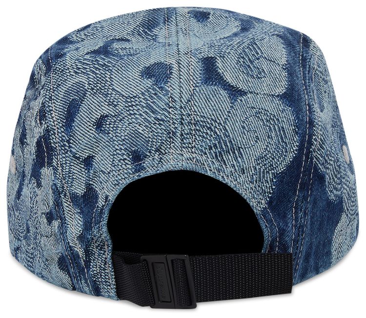 Supreme Flames Jacquard Denim Camp Cap Washed Indigo