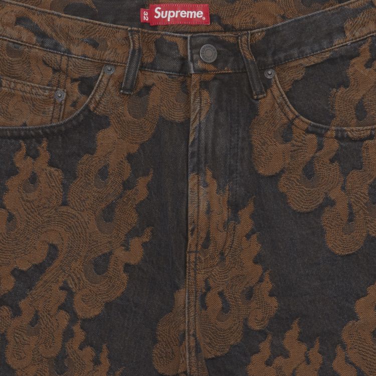 Supreme Flames Jacquard Baggy Denim Short Washed Black
