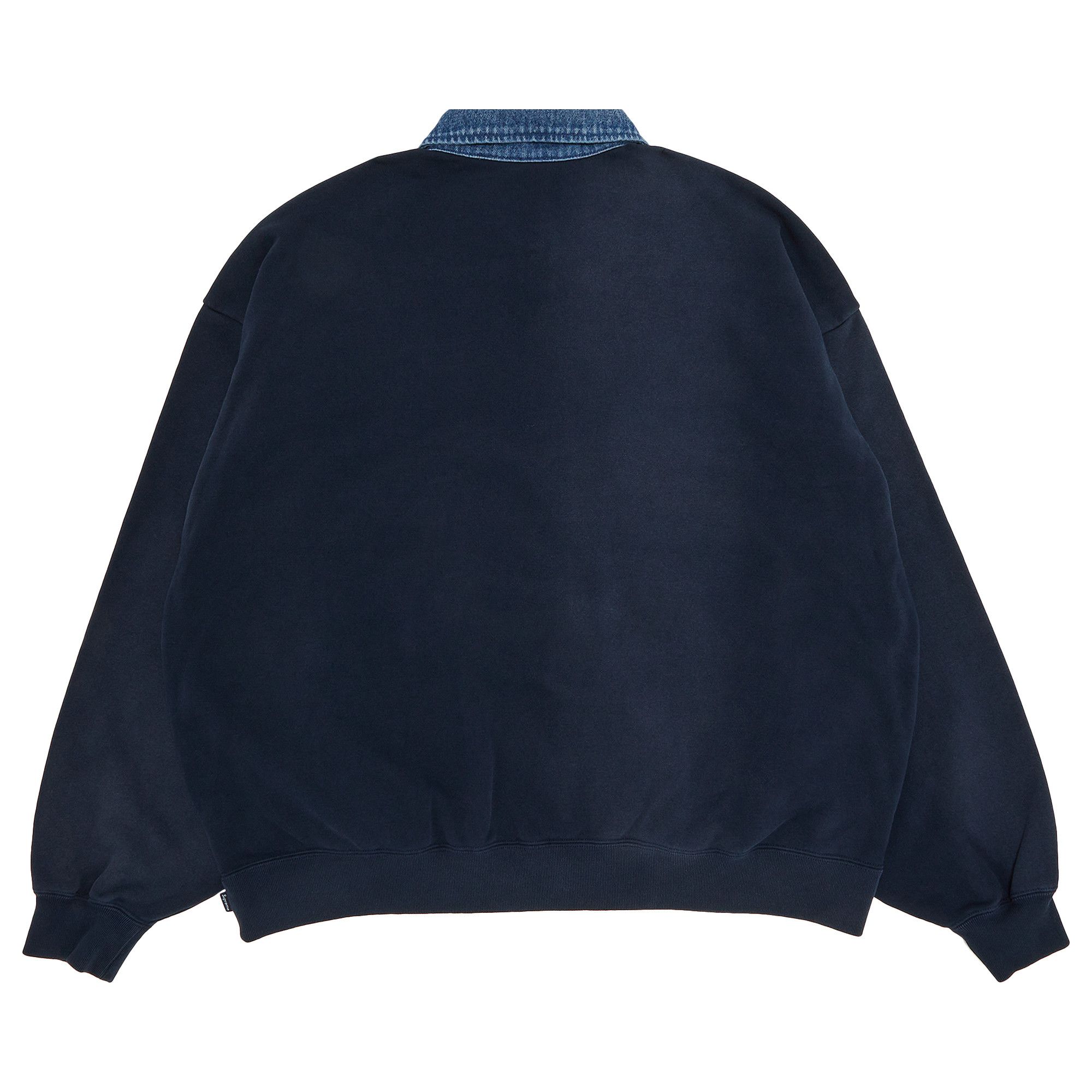 Buy Supreme Denim Collar Half Zip Sweatshirt 'Navy