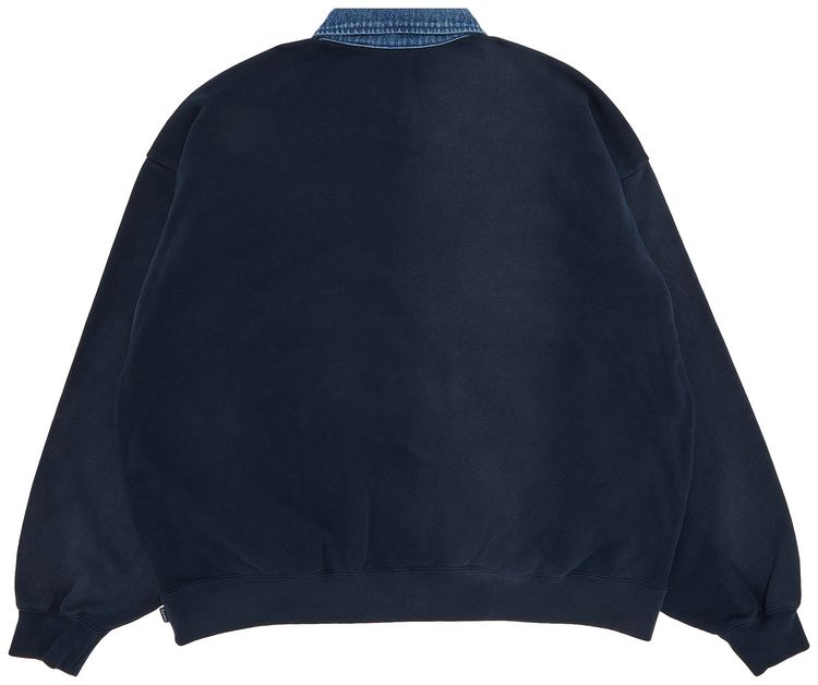 Supreme Denim Collar Half Zip Sweatshirt Navy