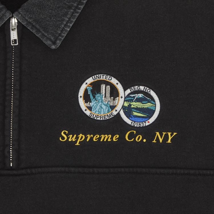 Supreme Denim Collar Half Zip Sweatshirt Black